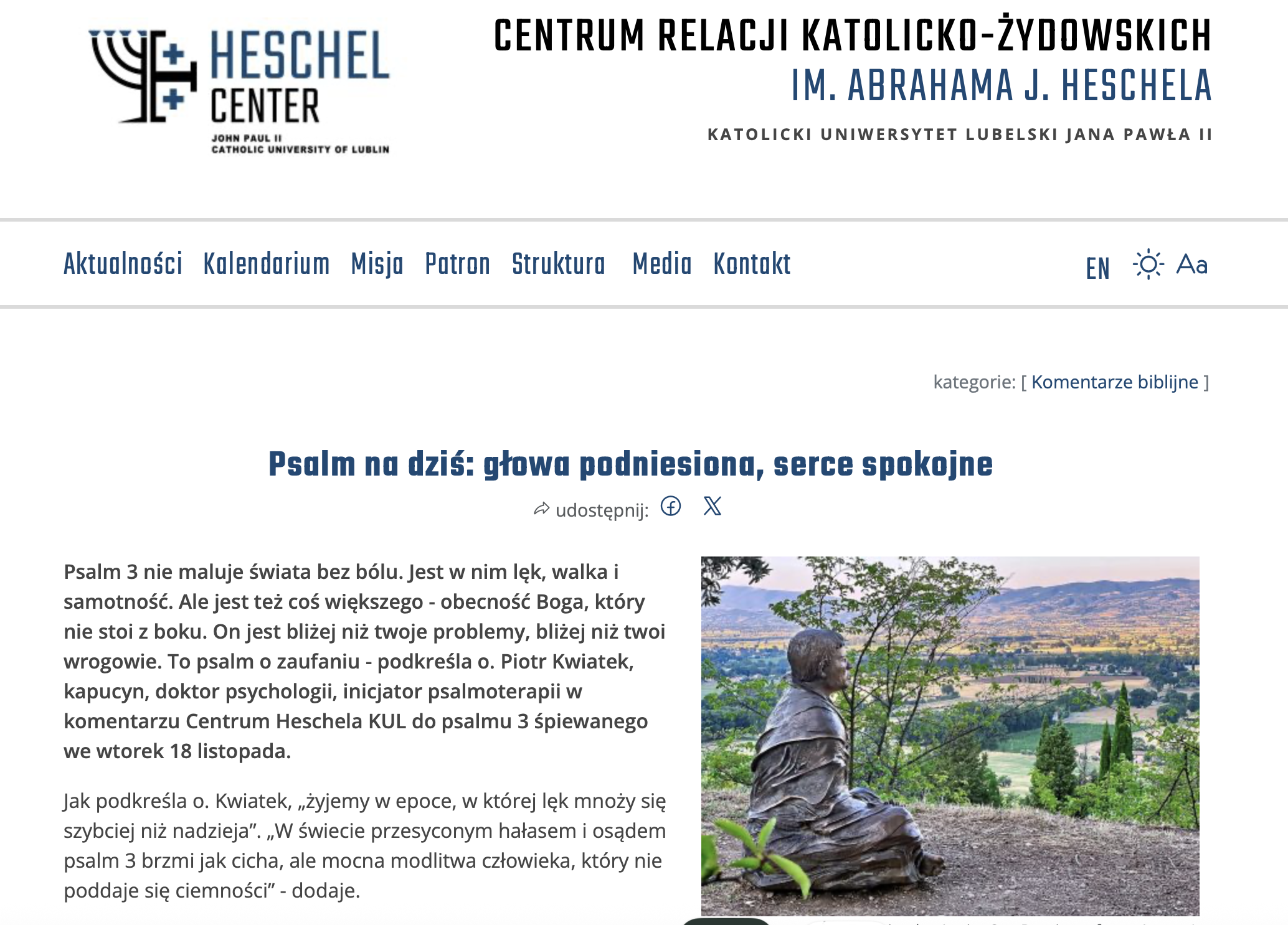 Psalm na dziś: głowa podniesiona, serce spokojne