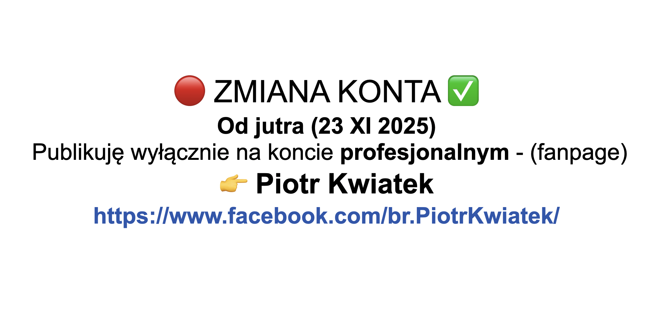 🔴 Zmiana konta na facebooku!