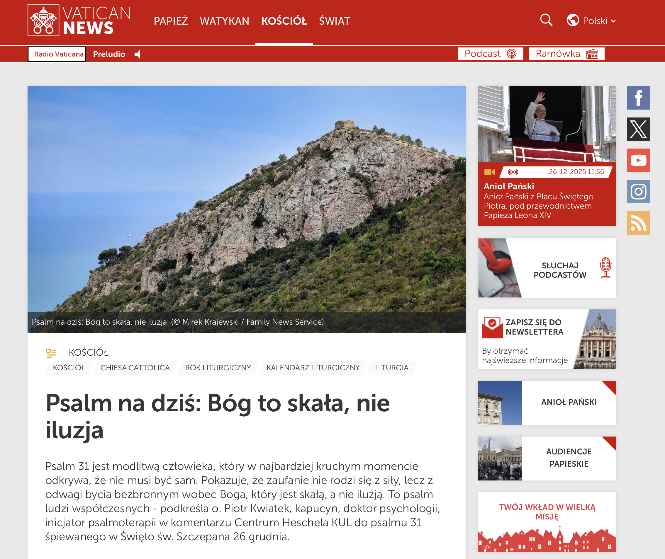 Psalm na dziś: Bóg to skała, nie iluzja